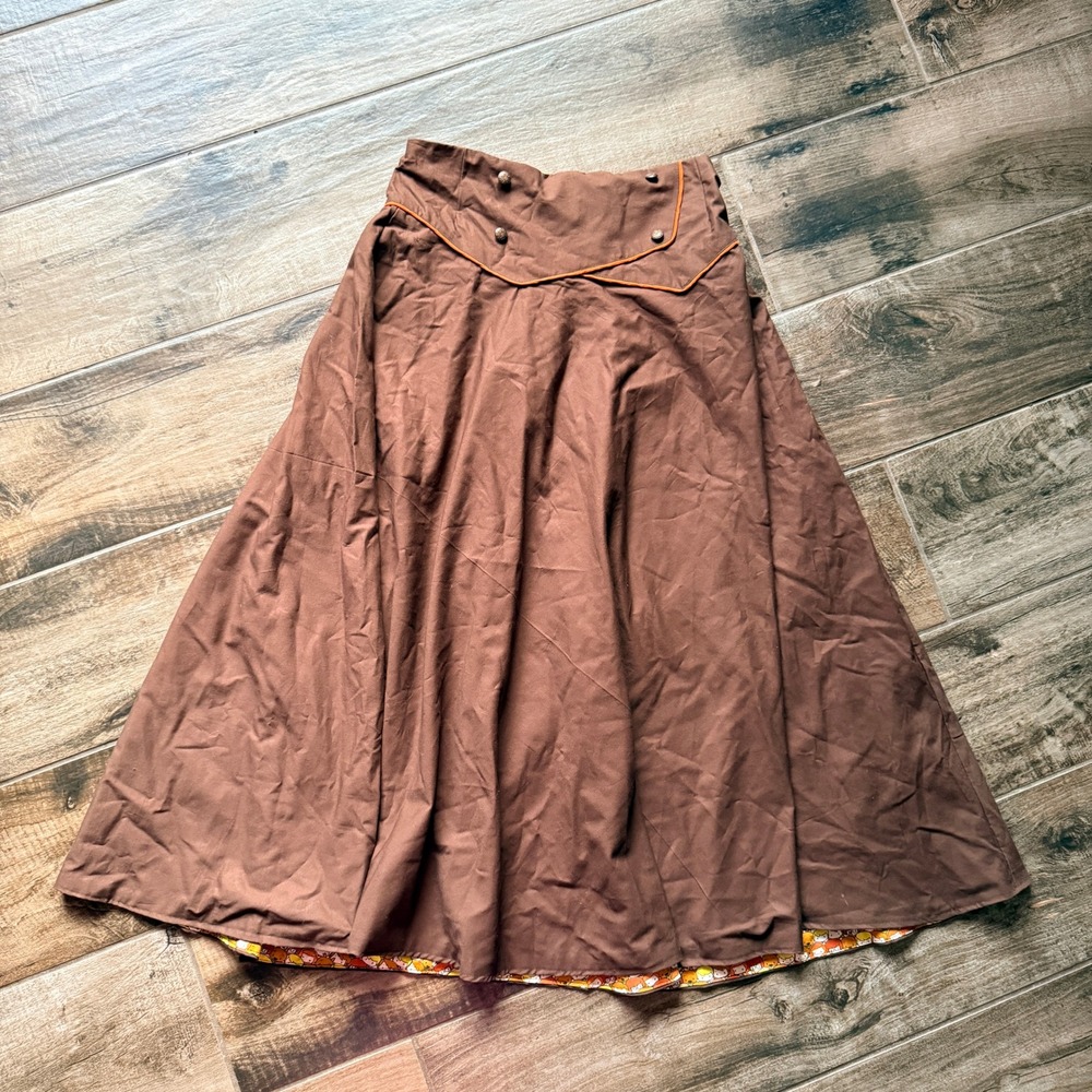 Womens Scooby Doo Velma Reversible Midi Skirt,Brown Orange,M